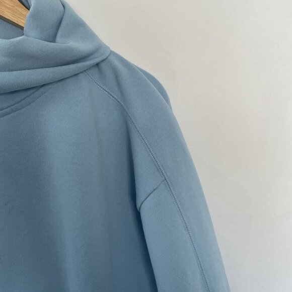 Anrabess Light Blue Oversized Pullover Sweatshirt With Cowl Neck & Ribbed Cuffs - Picture 2 of 8